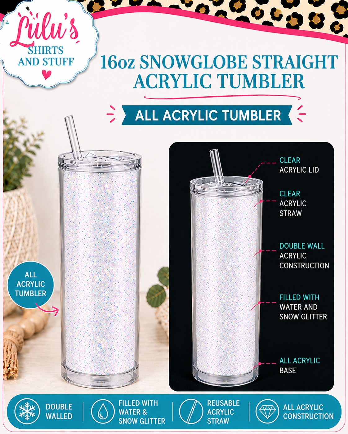 16 oz snowglobe tumbler