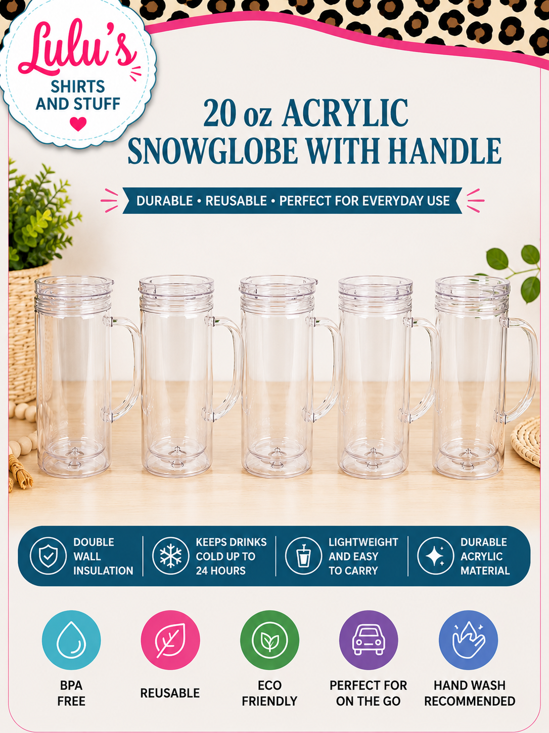 20 oz snowglobe with Handle